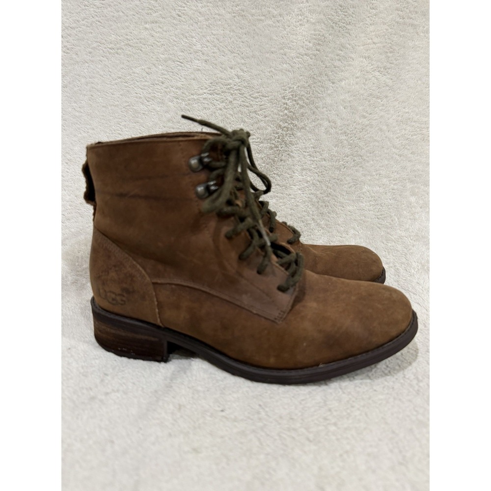 UGG Boots Women's 9.5 Denhali Hiker Riding Brown Leather 1007745 Sherpa Lined
